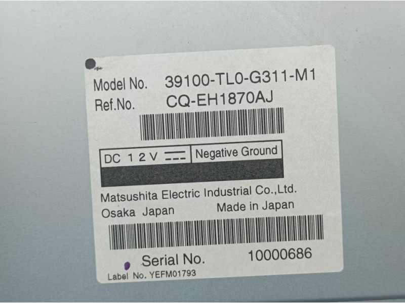 Recambio de sistema audio / radio cd para honda accord berlina (cu) luxury referencia OEM IAM 39100TL0G311M1 CQEH1870AJ MATSUSHI