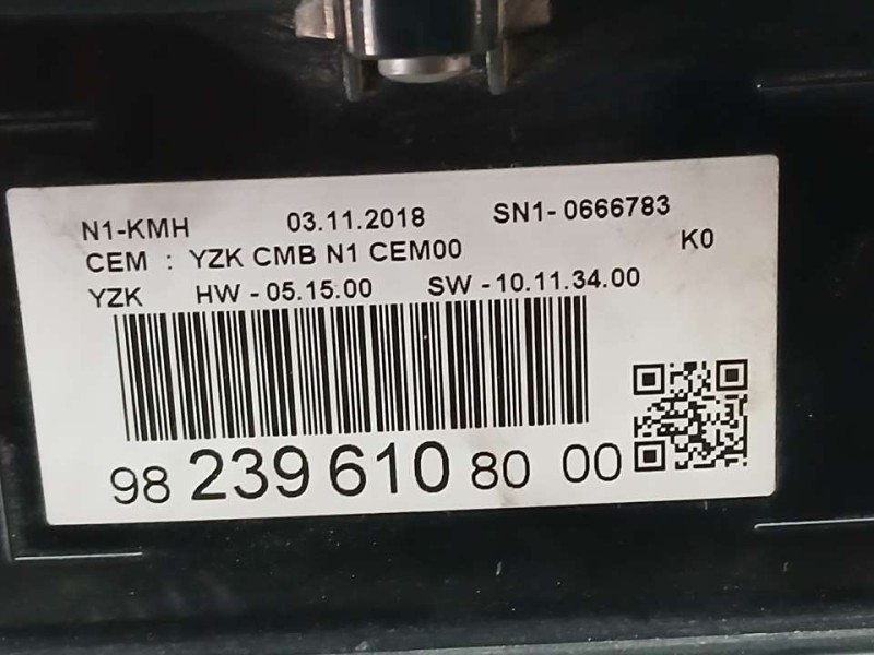 Recambio de cuadro instrumentos para citroën jumpy spacetourer business xl referencia OEM IAM 9823961080  