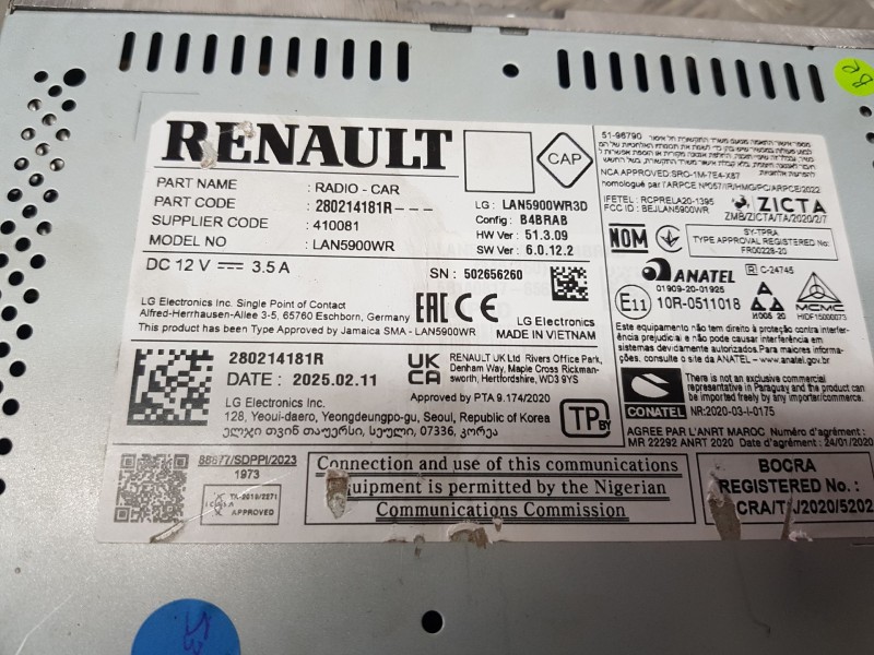 Recambio de sistema navegacion gps para dacia sandero iii 1.0 tce 90 referencia OEM IAM 280214181R  