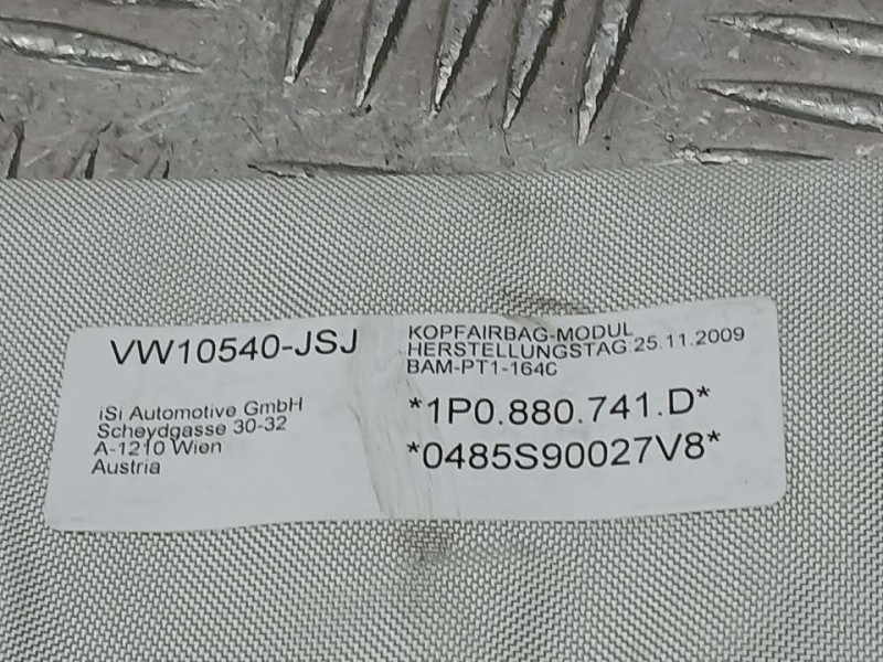 Recambio de airbag cortina delantero izquierdo para seat leon (1p1) stylance / style referencia OEM IAM 1P0880741D 0485S90027V8 