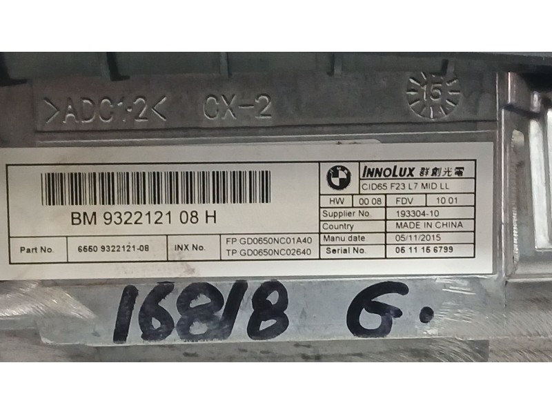 Recambio de sistema navegacion gps para bmw 1 (f20) 116 d referencia OEM IAM 65509322121  193304