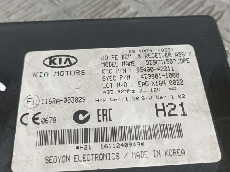Recambio de modulo electronico para kia cee´d concept plus referencia OEM IAM 95400A2211 DDBCM1507JDPE 