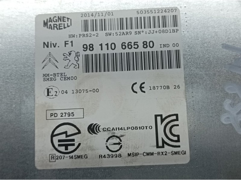 Recambio de modulo electronico para peugeot 208 active referencia OEM IAM 9811066580 503551224207 MAGNETI MARELLI