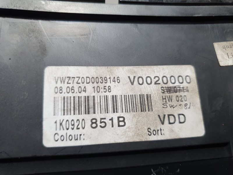 Recambio de cuadro instrumentos para volkswagen golf v berlina (1k1) highline referencia OEM IAM 1K0920851B V0020000 