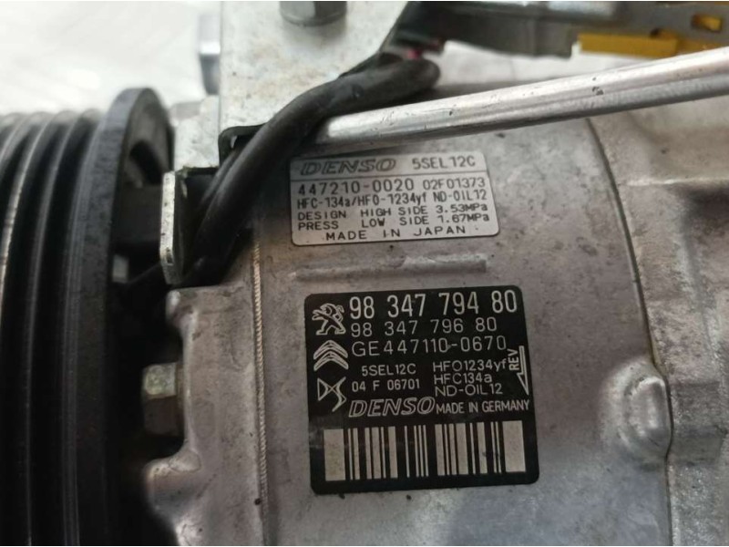 Recambio de compresor aire acondicionado para peugeot 3008 active referencia OEM IAM 9834779480 4471100670 DENSO