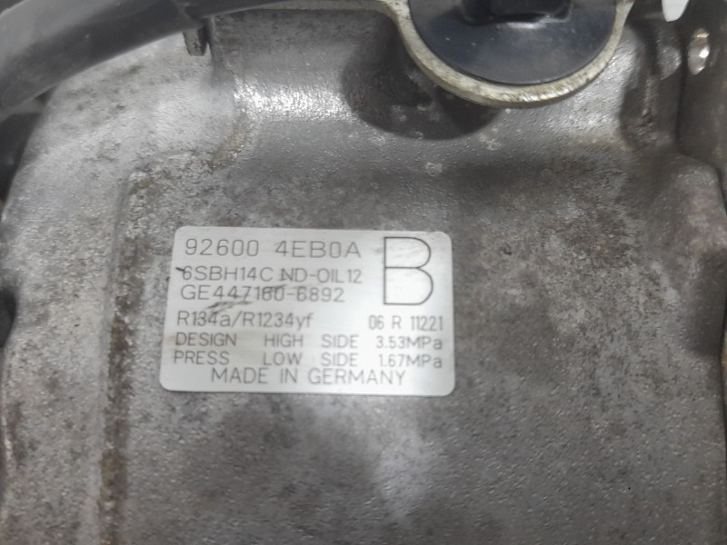 Recambio de compresor aire acondicionado para nissan qashqai ii (j11, j11_) 1.2 dig-t referencia OEM IAM 4471806892 926004BE0A 