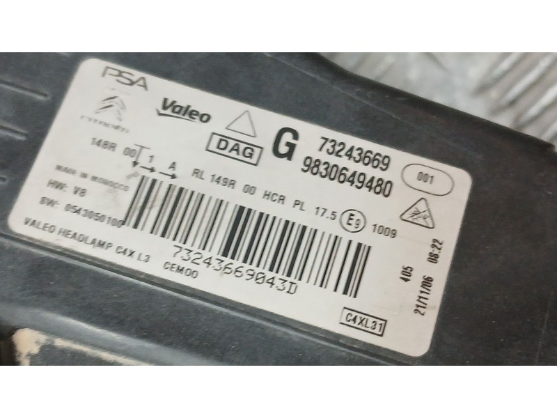 Recambio de faro izquierdo para citroën c4 iii (ba_, bb_, bc_) 1.5 bluehdi 130 (bbyhzb) referencia OEM IAM 9830649480 ROZADO PAT