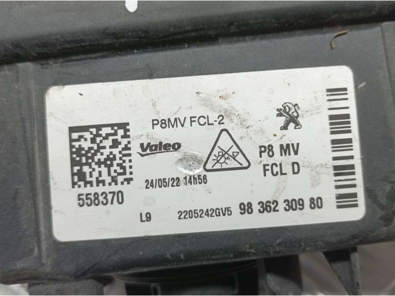 Recambio de piloto delantero derecho para peugeot 3008 active referencia OEM IAM 9836230980 558370 LUZ DIA LED VALEO
