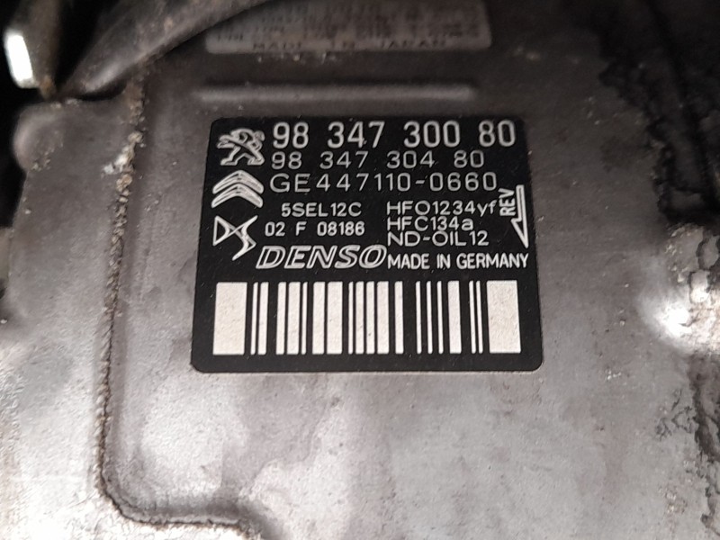 Recambio de compresor aire acondicionado para peugeot 208 ii (ub_, up_, uw_, uj_) 1.5 bluehdi 100 referencia OEM IAM 9834730080 