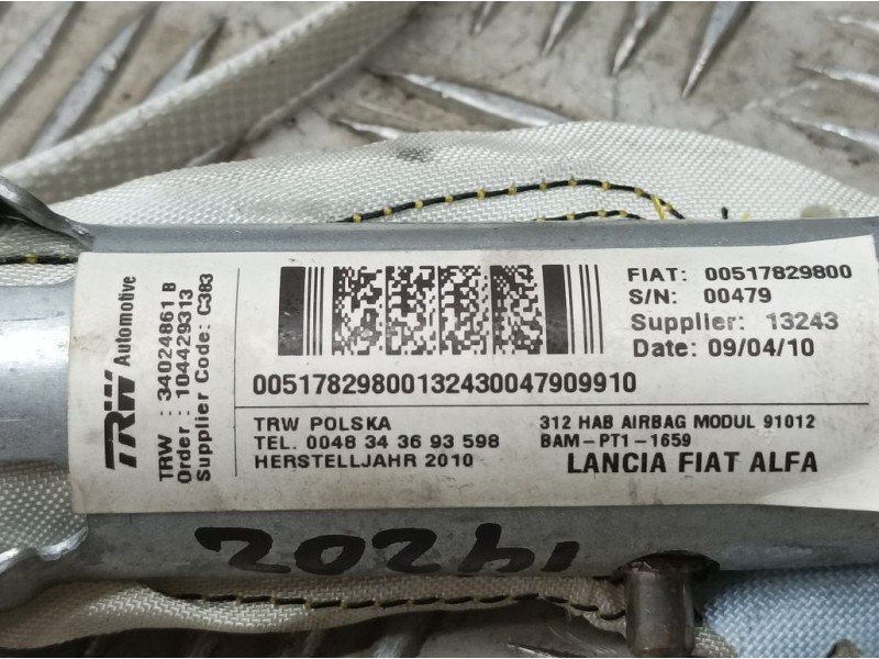 Recambio de airbag cortina delantero derecho para fiat nuova 500 (150) lounge referencia OEM IAM 517829800 34024861B TRW