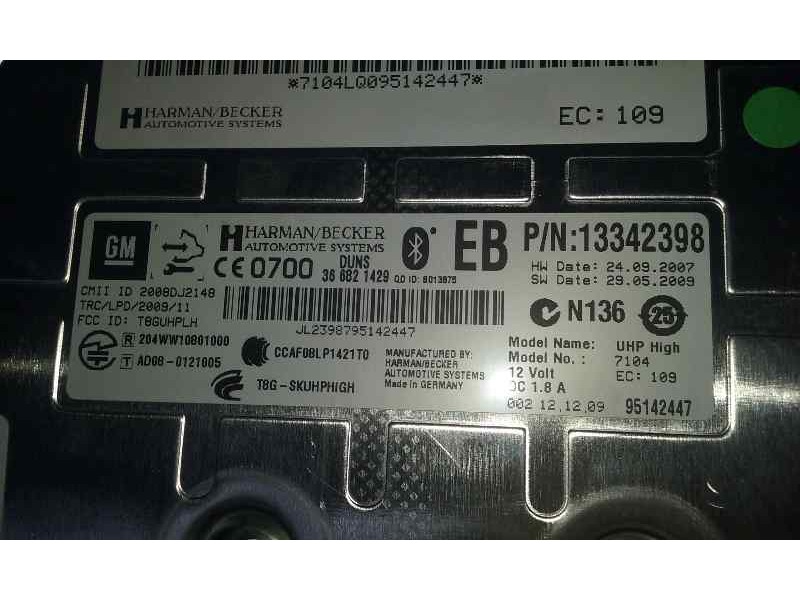 Recambio de modulo bluetooth para opel astra j lim. cosmo referencia OEM IAM 366821429 13342398 