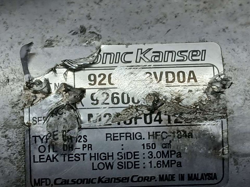 Recambio de compresor aire acondicionado para nissan juke (f15) acenta referencia OEM IAM 926003VD0A  