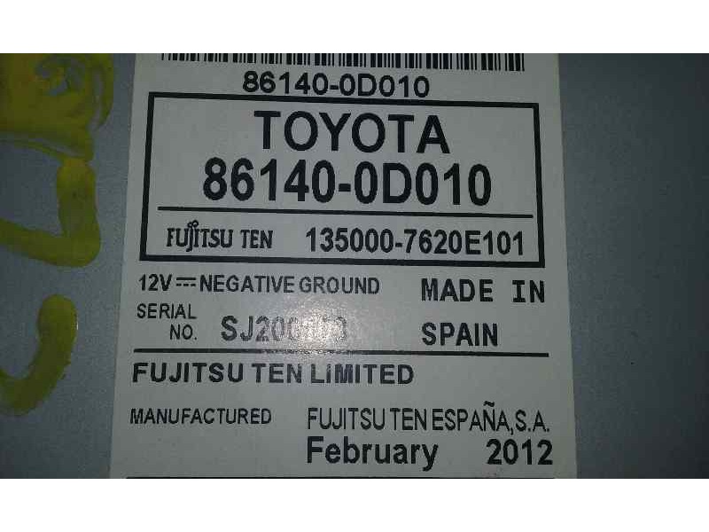 Recambio de sistema navegacion gps para toyota yaris active referencia OEM IAM 1350007620E101 861400D010 FUJITSU TEN