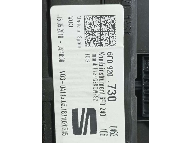 Recambio de cuadro instrumentos para seat ibiza (kj1) reference referencia OEM IAM 6F0920730 A2C10854400 CONTINENTAL