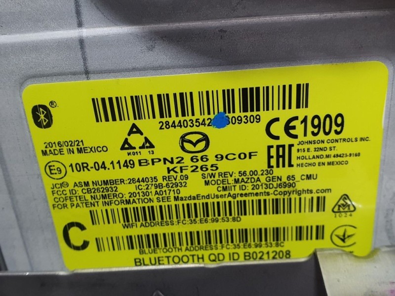 Recambio de sistema navegacion gps para mazda 3 lim. () style referencia OEM IAM 2844035REV09 2013DJ6990 JOHNSON CONTROLS