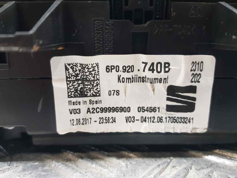 Recambio de cuadro instrumentos para seat ibiza (6p1) reference referencia OEM IAM 6P0920740B A2C99996900 CONTINENTAL