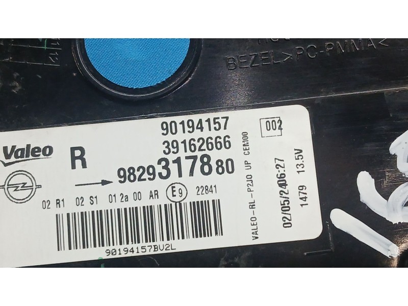 Recambio de piloto trasero derecho exterior para opel corsa f (p2jo) 1.2 (68) referencia OEM IAM 9829317280 VALEO ROZADO 9019415