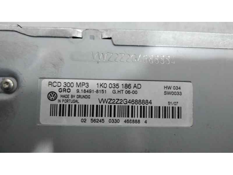 Recambio de sistema audio / radio cd para volkswagen golf v berlina (1k1) igolf referencia OEM IAM 1K0035186AD  