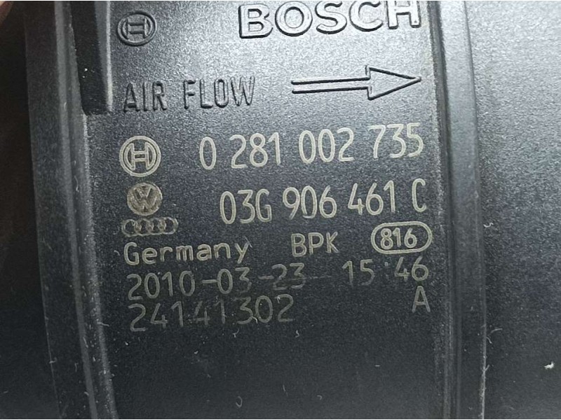 Recambio de caudalimetro para volkswagen golf vi (5k1) gtd referencia OEM IAM 03G906461C 0281002735 BOSCH