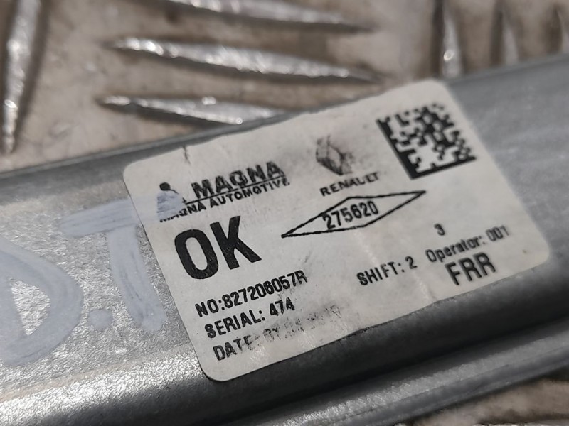 Recambio de elevalunas trasero derecho para dacia sandero stepway referencia OEM IAM 827206057R  ELECTRICO 2 PINES