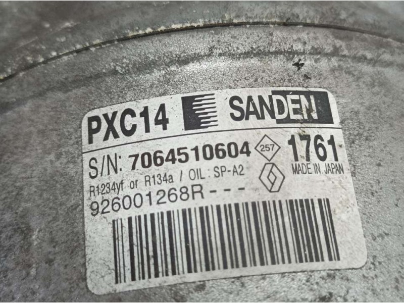 Recambio de compresor aire acondicionado para renault megane iv berlina 5p zen referencia OEM IAM 926001268R 7064510604 SANDEN