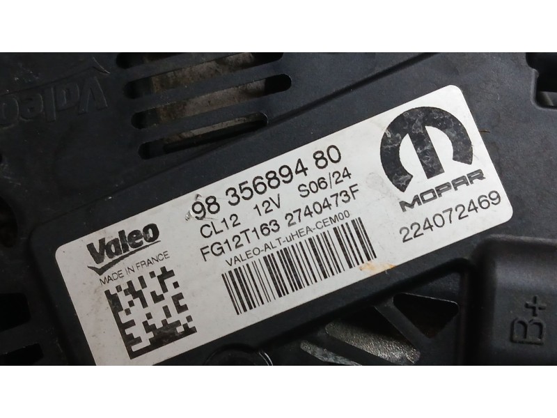 Recambio de alternador para citroën c3 iii (sx) 1.2 puretech 82 referencia OEM IAM 9835689480 VALEO 2740473F