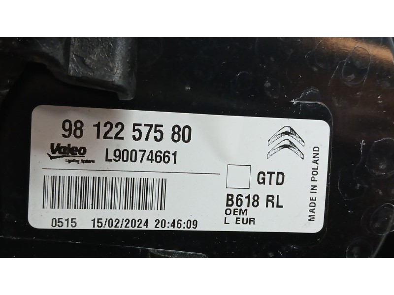 Recambio de piloto trasero izquierdo para citroën c3 iii (sx) 1.2 puretech 82 referencia OEM IAM 9812257580 ROZADO VALEO L900746