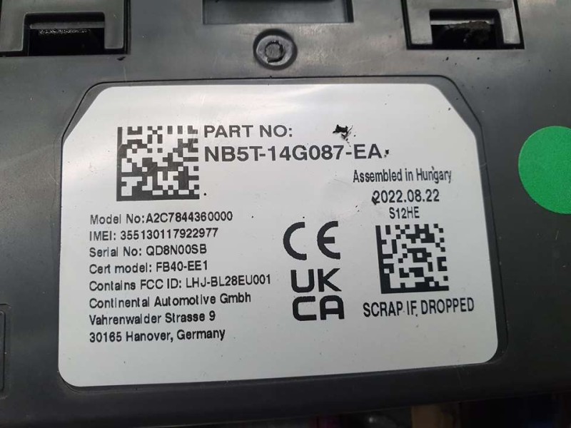 Recambio de modulo electronico para ford puma hybrid titanium referencia OEM IAM NB5T14G087EA A2C7844360000 CONTINENTAL