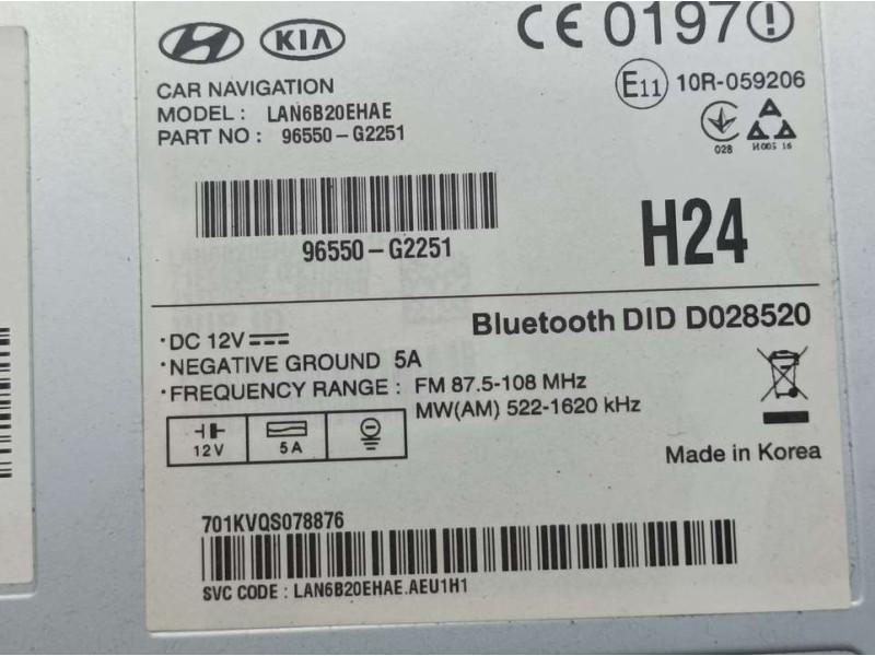 Recambio de sistema navegacion gps para hyundai ioniq hybrid referencia OEM IAM 96550G2251 LAN6B20EHAE 