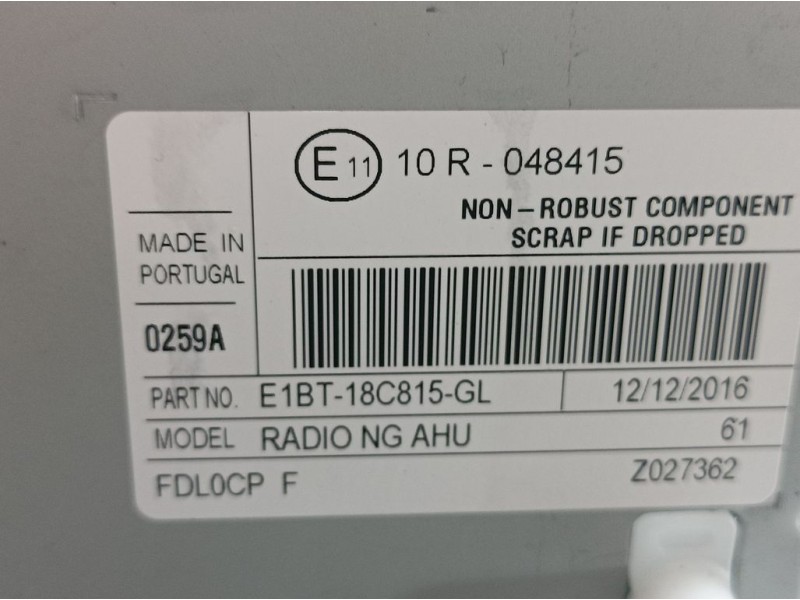 Recambio de sistema audio / radio cd para ford fiesta (ccn) st-line referencia OEM IAM E1BT18C815GL  