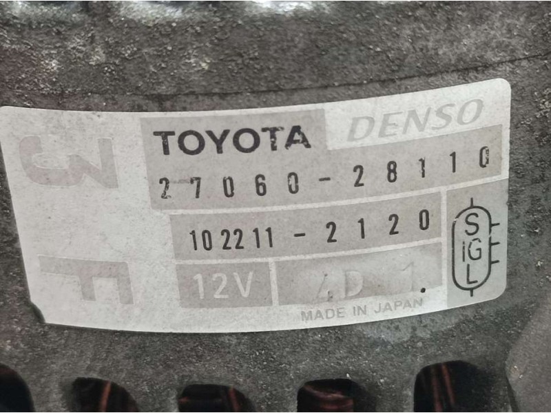Recambio de alternador para toyota rav 4 (a2) 2.0 luna 4x4 referencia OEM IAM 2706028110 1022112120 DENSO