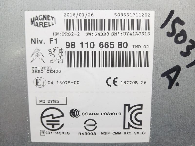 Recambio de sistema audio / radio para peugeot 2008 (--.2013) allure referencia OEM IAM 9811066580 MAGNETI MARELLI 503551711202
