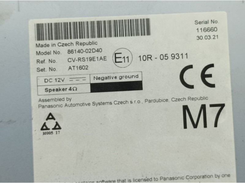 Recambio de sistema navegacion gps para toyota corolla (e21) hybrid active referencia OEM IAM 8614002D40 CVRS19E1AE PANASONIC