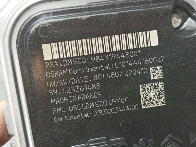 Recambio de centralita faro para peugeot 308 sw referencia OEM IAM 984319448001 A3C0003441400 CONTINENTAL