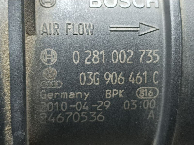 Recambio de caudalimetro para seat exeo st (3r5)(2009>) reference referencia OEM IAM 03G906461C 0281002735 BOSCH