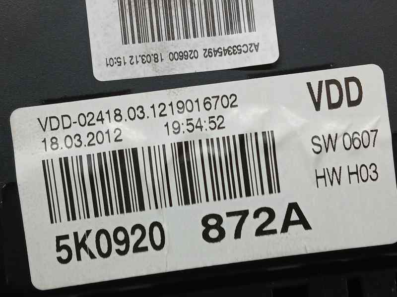 Recambio de cuadro instrumentos para volkswagen golf vi (5k1) advance bluemotion referencia OEM IAM 5K0920872A A2C53428879 VDO