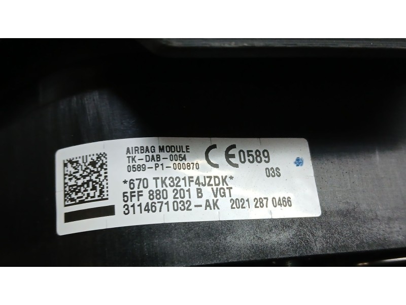 Recambio de kit airbag para cupra formentor basis referencia OEM IAM 5FF880201B C/ SALPICADERO Y SIN PRETENSORES 