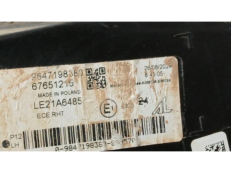 Recambio de faro izquierdo para opel vivaro c furgoneta (k0) 1.5 referencia OEM IAM 9847198380 PATA ROTA 67651215