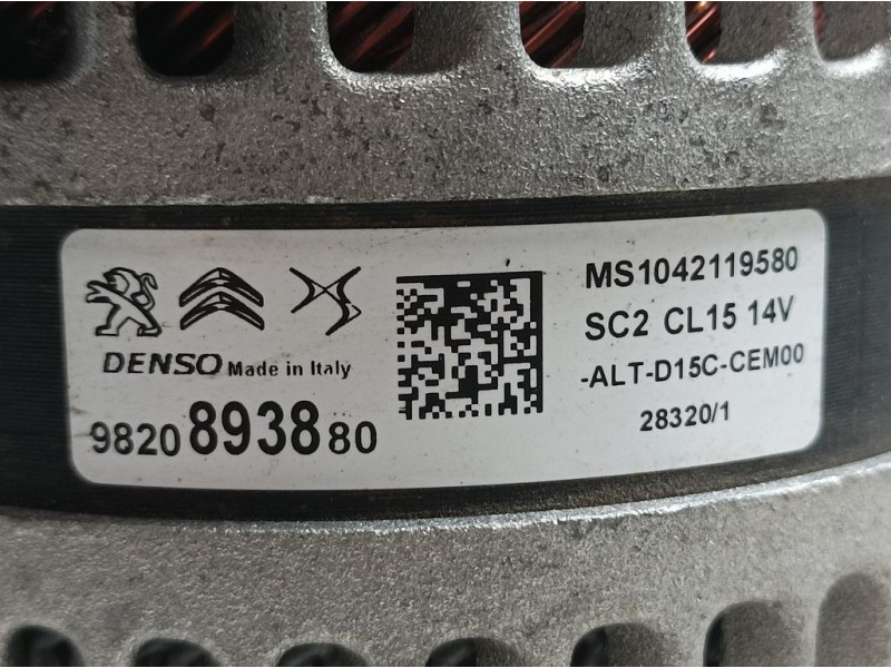 Recambio de alternador para peugeot 2008 (p1) active referencia OEM IAM 9820893880 MS1042119580 DENSO