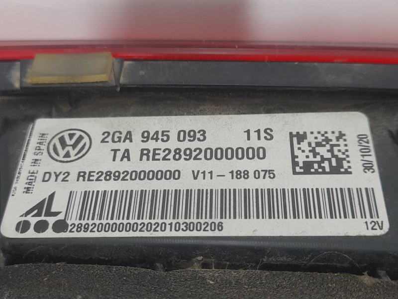 Recambio de piloto trasero izquierdo interior para volkswagen t-roc (a11, d11) 1.5 tsi referencia OEM IAM 2GA945093 RE2892000000