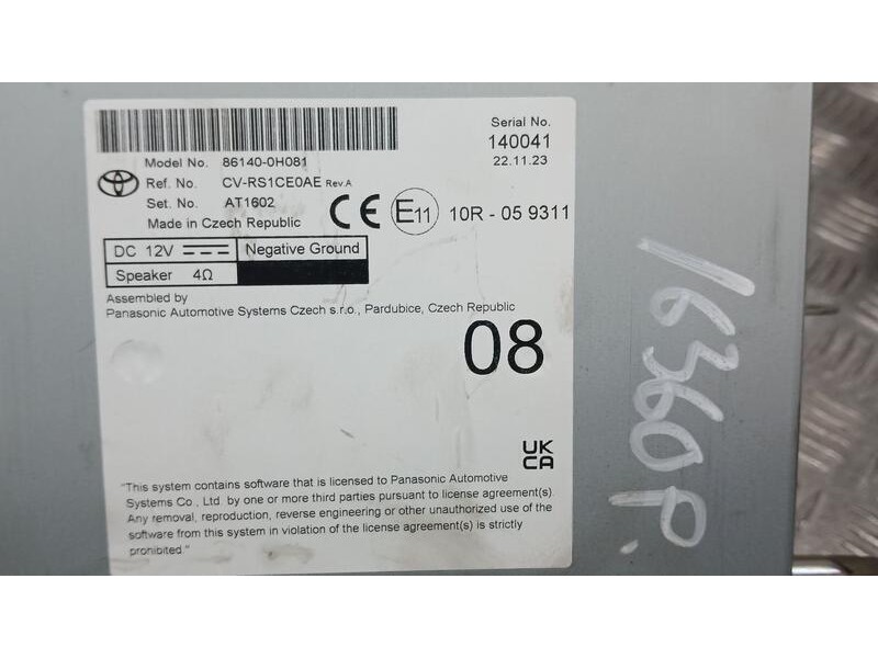 Recambio de sistema navegacion gps para toyota aygo x play referencia OEM IAM 861400H081 PANASONIC CVRS1CE0AE