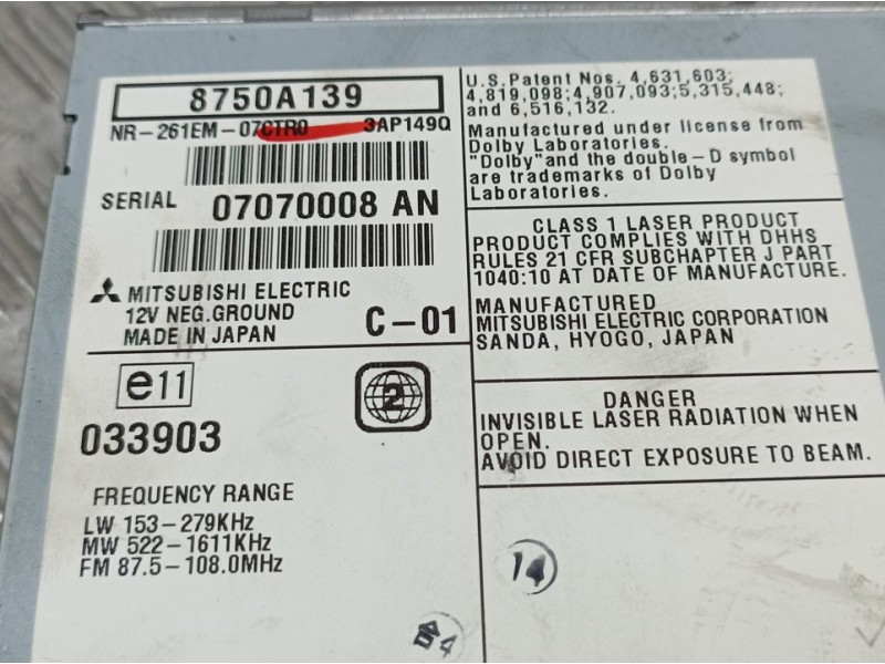 Recambio de sistema navegacion gps para citroën c-crosser xtr referencia OEM IAM 8750A139 07070008AN MITSUBISHI