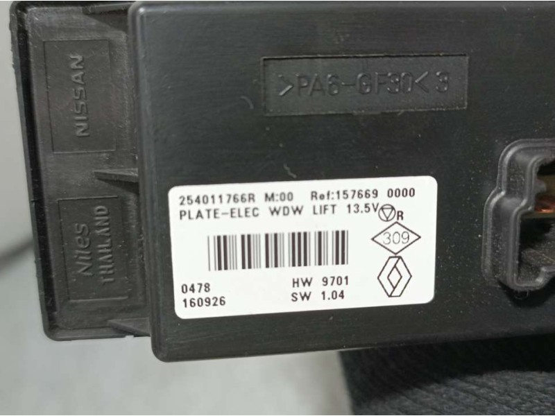 Recambio de mando elevalunas delantero izquierdo para renault kadjar experience referencia OEM IAM 254011766R  C/ CIERRE CENTRAL