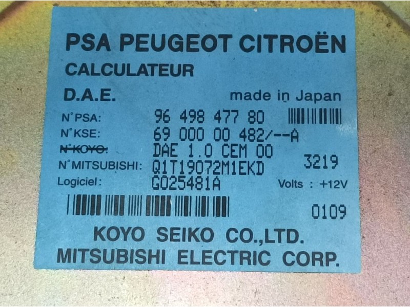 Recambio de modulo electronico para citroën c3 1.4 hdi vivace referencia OEM IAM 9649847780 6900000482A KOYO SEIKO CENTRALITA DI