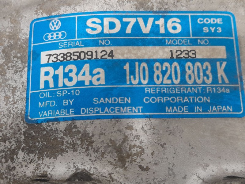 Recambio de compresor aire acondicionado para skoda octavia combi (1u5) ambiente referencia OEM IAM 1J0820803K 73385099124 SANDE