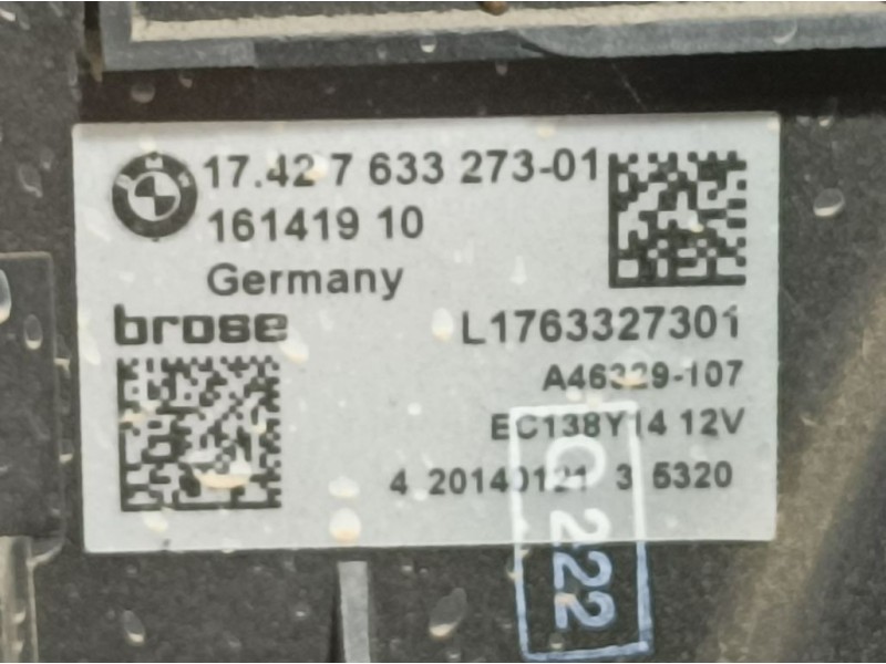 Recambio de electroventilador para bmw serie 5 lim. (f10) 2.0 turbodiesel referencia OEM IAM 63327301 16141910 BROSE
