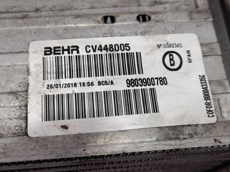 Recambio de intercooler para citroën c3 aircross ii (2r_, 2c_) 1.6 bluehdi 100 (2cbhyb) referencia OEM IAM 9803900780 BEHR 