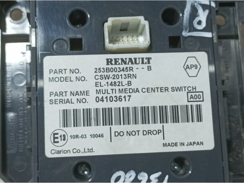 Recambio de mando multifuncion para renault megane iii berlina 5 p dynamique referencia OEM IAM 253B00345R CSW2013RN 