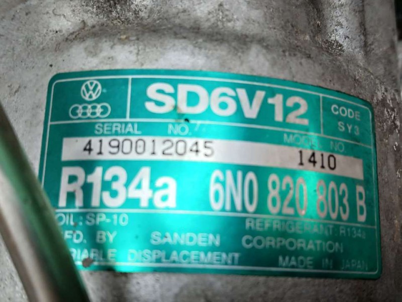 Recambio de compresor aire acondicionado para volkswagen polo berlina (6n2) trendline referencia OEM IAM 6N0820803B SD6V12 SANDE