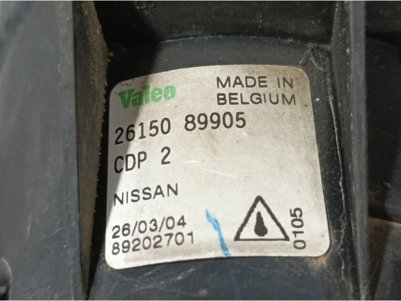 Recambio de faro antiniebla derecho para nissan almera (n16/e) acenta referencia OEM IAM 2615089905 89202701 VALEO